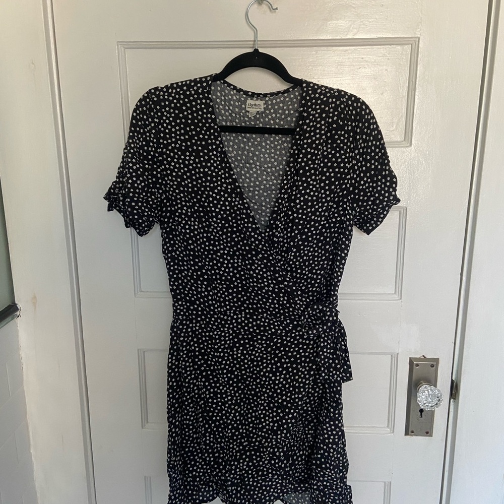 Rhythm Black and White Wrap Dress